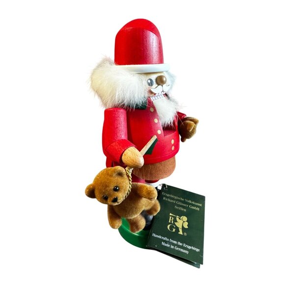 Richard Glasser Erzgebirge Santa Nutcracker With Teddy Bear 8 1/2" Germany - Picture 3 of 8